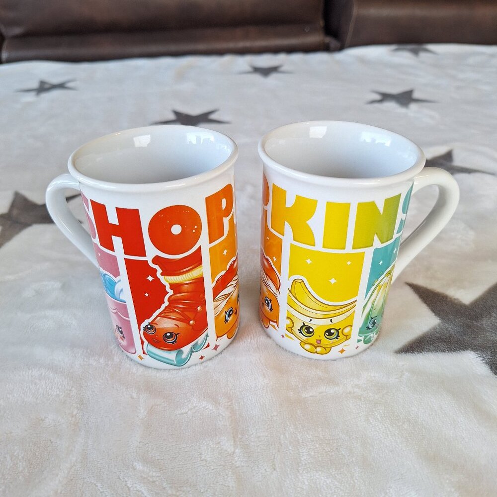 2017 Shopkins Coffee Mug Multi-Color Ceramic Cup Rainbow Lot‎ Of 2